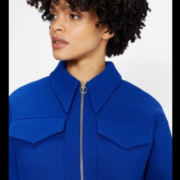Ted Baker Elrosa Cropped Jacket Waffle Texture Bright Cobalt Blue XL NWT - Picture 3 of 10